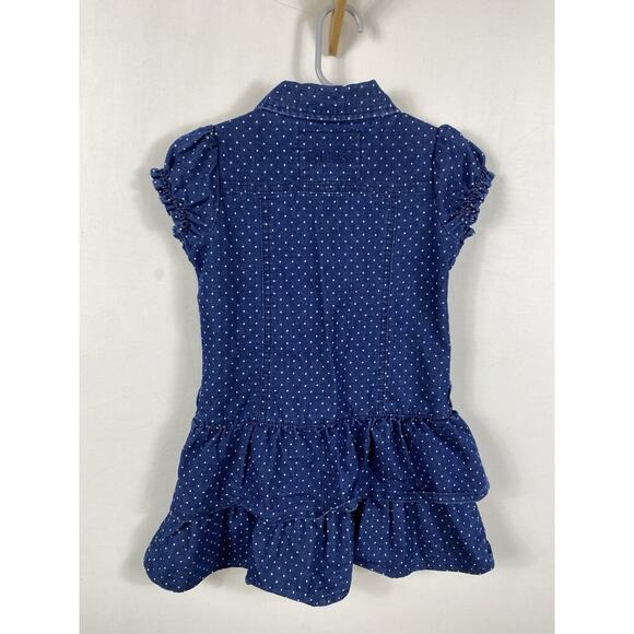 Guess Jeans Denim Dress Girls Size 5 Button Up Ruffle Hem Polka Dot Y2K Retro - Picture 7 of 11